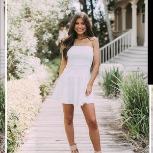 Strapless white tube dress